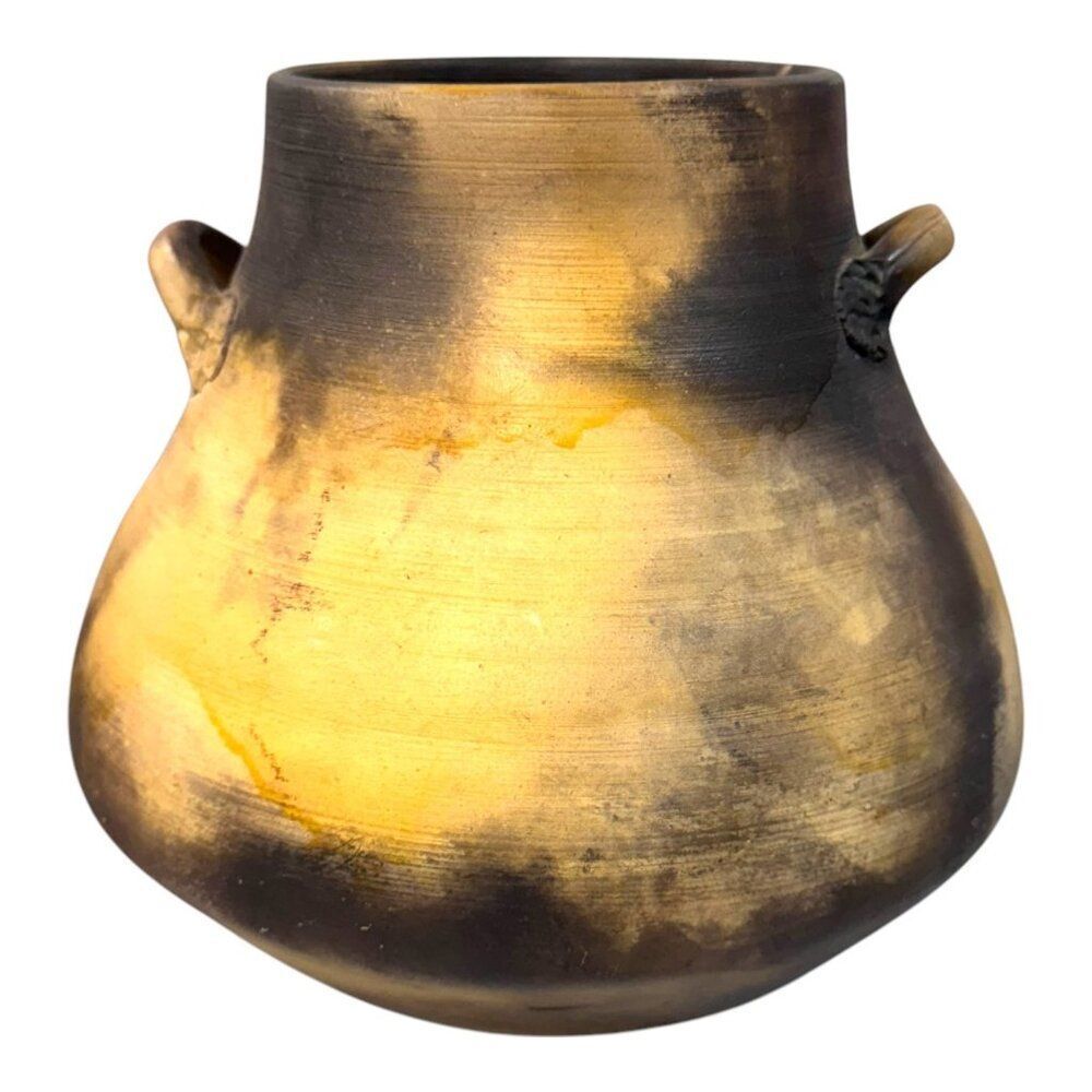 Vintage Handmade Clay Pot With Dual Handles Studio Pottery Jug Primitive Decor